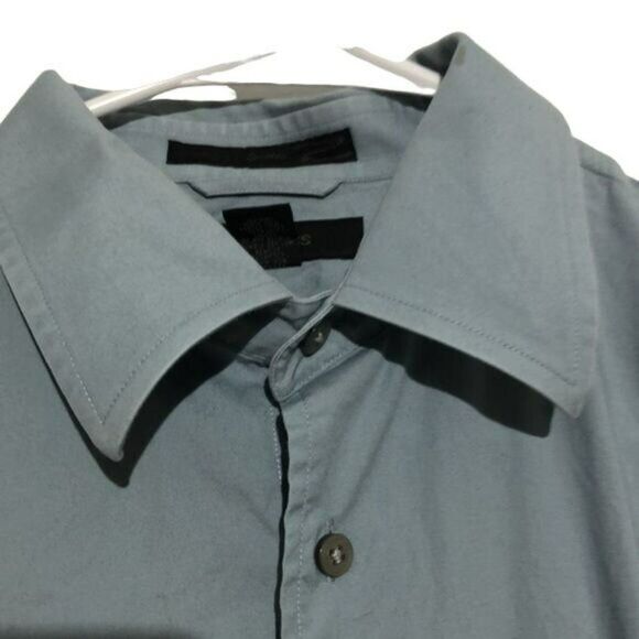 Express Men's Large Blue Stretch Dress Shirt - Picture 3 of 6